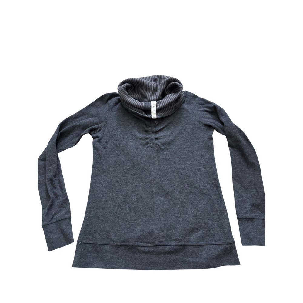 Lululemon‎ Gray Cowl Neck Pullover Long Sleeve Thumbhole Top Size 4 Charcoal